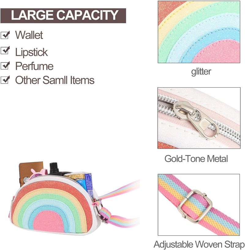 cotmcor Store Toddler Purse Valentines Gifts for Kids: 2 3 4 5 6 7 8 Year Old Girl Birthday Gift, Toys for Ages 2-4 Rainbow Crossbody Bag - Image 5
